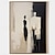 billige Portrætter-sort og beige abstrakt kunstmaleri håndlavet sort og beige minimalistisk håndmalet vægkunst abstrakt figur lærred maleri kunst abstrakt mennesker oliemaleri moderne vægkunst