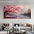 お買い得  花/植物画-手描きのピンクの桜の木の風景厚い油絵テクスチャ花アート明るい家の装飾 (フレームなし)