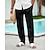 cheap Linen Pants-Men&#039;s Summer Pants Beach Pants Casual Pants Seersucker Pants Pocket Drawstring Elastic Waist Plain Comfort Sports Outdoor Daily Fashion Casual Black White Micro-elastic