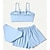 cheap Swimwear-Children&#039;s Solid Color Ruffle Edge Split Swimsuit Summer Big Girl Swimsuit Three Piece Set