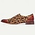 billiga Oxfordskor till herrar-herrskor brun leopardtryck djurmönster läder italiensk fullnarv kohud halkskyddad snörning
