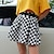 cheap Mini Skirt-Black and white checkered printed skirt popular slim fit short skirt women&#039;s pleated dress