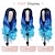 billige Kostymeparykk-lange blå bølgete parykker for kvinner ombre blue body wave havfrue hår parykker langt krøllete syntetisk hår for daglig eller cosplay