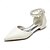 cheap Wedding Shoes-Women&#039;s Wedding Shoes Flats White Shoes Wedding Party Daily Wedding Flats Bridal Shoes Bridesmaid Shoes Imitation Pearl Flat Heel Pointed Toe Elegant Cute Luxurious PU Ankle Strap White Beige