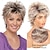 cheap Older Wigs-Short Blonde Pixie Cut Wigs with Bangs for White Women,Brown Ombre Blonde Wig Synthetic Wavy Curly Hair Wigs Mixed Brown Wigs Layered Natural Fluffy Heat Resistant