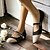 זול נעלים שטוחות לנשים-בגדי ריקוד נשים שטוחות מרי ג׳ין נעלי Flyknit פסים שטוח בוהן מרובעת קלסי יום יומי נוחות הליכה סריגה אריגה מעופפת סקוטש שחור לבן שקד שחור / בז &#039;