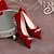 זול נעלי חתונות-בגדי ריקוד נשים נעלי חתונה החלקות לבש נעליים חתונה יום האהבה בצורת לב נעלי כלה נעלי שושבינה פפיון דמוי פנינה חסום את העקב עקב עבה בוהן מחודדת אלגנטית אופנתי מִעוּטָנוּת סוויד PU לואפר אדום