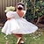 tanie Sukienki imprezowe-dziewczyna dziecko maluch bufiaste rękawy organza tiulowa tutu twirly babydoll flare suknia balowa księżniczka sukienka dla dziewczynki z kwiatami