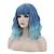 cheap Costume Wigs-Blue Wigs for Women 14 Inches Short Blue Wavy Wig With Bangs 2 Tones Short Wigs for Cosplay Party Daily Wigs