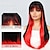 abordables Perruques Synthétiques Sans Bonnet-Perruque Synthétique Droite naturelle Coupe Droite Perruque 26 pouces Noir / Rouge Cheveux Synthétiques Femme Multicolore Couleur mixte