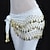 billige Dansetøj-mavedans nederdele med hofte tørklæde mønt perler 2 stk ren farve splejsning tyl kvinders præstationstræning høj bomuldsblanding