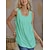 cheap Basic Women&#039;s Tops-Tank Women&#039;s Light Green Pink Grey Solid / Plain Color Pleated Daily Basic Square Neck S