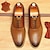 abordables Zapatos Oxford de hombre-Zapatos de vestir para hombre Oxford con cordones elegantes de cuero marrón perforado