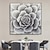 abordables Peintures fleurs/botaniques-Peinture à l'huile faite à la main sur toile, décoration murale moderne abstraite, fleurs noires, blanches et grises pour la décoration intérieure, peinture roulée sans cadre, non étirée