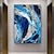 رخيصةأون لوحات تجريدية-رسمت باليد الأزرق الأبيض مجردة النفط اللوحة قماش اللوحة اليدوية ديكور المنزل النفط اللوحة الفنية غرفة المعيشة جدار ديكور بدون إطار