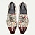 billige Oxfordsko til mænd-mænds kjole sko rødbrun kunstnerisk blomsterprint læder italiensk fuldnarvet okseskind skridsikker snørebånd