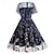billige Kjoler-1950'erne Retro / vintage Kjoler Festkostume Flare kjole Blomstret Udklædning Dame Jul Halloween Karneval Skolebal Fest Cocktailparty Voksne Kjole Hjemkomstkjoler