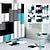 abordables Rideaux de Douche-Ensemble de rideau de douche 4 pièces avec salle de bain robuste antidérapant et tapis de salle de bain robuste motif géométrique polyester imperméable avec 12 crochets pour la décoration de la salle