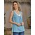 abordables Tops básicos de mujer-Camiseta sin mangas Chaleco Mujer Azul cielo Color sólido Plisado Retazos Básico Escote Redondo S