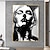billige Kendte Malerier-håndmalet abstrakt ansigtskunst oliemaleri trendy sort og hvid vægkunst stregtegning kvinde ekspressionistisk portræt boligindretning rammeløs