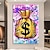 cheap POP Oil Paintings-Handmade Hand Painted Street Art Oil Painting pop art vWall Modern Abstract Painting Canvas Street Art Money Painting Home Decoration Decor Rolled Canvas No Frame Unstretched