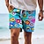 levne Surfovací šortky-pánské šortky s květinovým potiskem havajské šortky plavky stahovací šňůrka s podšívkou ze síťoviny elastický pas dovolená plážové krátké