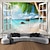 cheap Landscape Tapestry-Window Beach View Hanging Tapestry Wall Art Large Tapestry Mural Decor Photograph Backdrop Blanket Curtain Home Bedroom Living Room Decoration