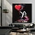 cheap People Paintings-Hand Paint Banksy Art Girl With Ballon Of Heart Graffiti Art Painting Canvas Large Size Creative Art Work For Living Room Decor No Frame