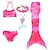 ieftine Costume de baie-copii fete bikini cinci piese înot curcubeu drăguț imprimeu costume de baie 3-10 ani primăvară trandafir roșu