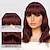 Χαμηλού Κόστους Συνθετικές Trendy Περούκες-Συνθετικές Περούκες Φυσικό Κυματιστό Βαθύ Κύμα Κούρεμα καρέ Τέλειες αφέλειες Περούκα 16 χιλ Σκούρο κόκκινο Συνθετικά μαλλιά Γυναικεία Μπορντώ