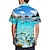 Недорогие Мужская гавайская рубашка-Муж. Рубашка Походная рубашка Графическая рубашка Рубашка Алоха Рыбки Подводный мир Отложной Морской синий Темно синий Тёмно-синий Синий Оранжевый 3D печать на открытом воздухе Для улицы