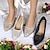 abordables Zapatos de boda-Mujer Tacones Zapatos de boda Fiesta Pedrería Tacón de gatito Tacón Bajo Dedo Puntiagudo Elegante Cuero microbiano Mocasín Plata Negro Dorado