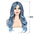abordables Pelucas para disfraz-Peluca azul para mujer, peluca larga y ondulada de color azul pastel, peluca sintética de cosplay de halloween con parte lateral