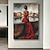 preiswerte Gemälde mit Menschen-Handbemalte Dame im roten tanzenden Ölgemälde-Stil, Kunst-Leinwandgemälde, Wanddekoration für Wohnzimmer als einzigartiges Geschenk (kein Rahmen)