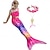 cheap Swimwear-Kids Girls&#039; Five Piece Swimwear Beach Rainbow Cute Monofin Bathing Suits 3-10 Years Summer Purple