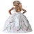 tanie Sukienki imprezowe-tiulowa, kwiecista, haftowana nakładka w kształcie litery A, rozkloszowana, dekolt w kształcie litery V, kokarda z tyłu, sukienka dla dziewczynki z kwiatami