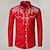billige smokingskjorter for menn-Herre Cowboyskjorte Western skjorte Svart Hvit Rød Langermet Blomstret Krage Ferie Camping &amp; Vandring Klær