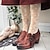 ieftine Tocuri de Damă-Pentru femei Tocuri Pantofi pumps Pantofi lucrați manual Pantofi de epocă Petrecere Zilnic Floral Flori Toc Îndesat Vârf rotund Epocă Confortabili Piele Fermoar Roșu Vin Maro
