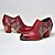 preiswerte Absatzschuhe für Damen-Damen Absätze Pumpen Handgefertigte Schuhe Vintage-Schuhe Party Geometrisch Konischer Absatz Runde Zehe Elegant Vintage Leder Schwarz Rot Blau