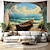 cheap Landscape Tapestry-Colorful Painting Boat Hanging Tapestry Wall Art Large Tapestry Mural Decor Photograph Backdrop Blanket Curtain Home Bedroom Living Room Decoration