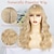 cheap Synthetic Trendy Wigs-Blonde Wigs for Women Blonde Wig with Bangs Long Wavy Curly Wigs Natural Looking Synthetic Heat Resistant Fiber Wig for Daily Party Use