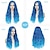 abordables Pelucas para disfraz-Peluca azul pelucas onduladas azules largas para mujeres peluca azul ombre de parte media peluca sintética rizada natural de 26 pulgadas pelucas de fibra resistentes al calor para uso diario en