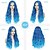 cheap Costume Wigs-Blue Wig Long Blue Wavy Wigs for Women Middle Part Ombre Blue Wig 26 inch Natural Curly Synthetic Wig Heat Resistant Fiber Wigs for Daily Party Use