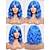 cheap Costume Wigs-Blue Bob Wavy Wigs for Women,Synthetic Hair Wig with Bangs for Daily Use