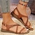 ieftine Sandale de Damă-Pentru femei Sandale Pantofi Flați Sandale cu șireturi Sandale cu bretele Pantofi Romani În aer liber Muncă Zilnic Toc Drept Boemia Vacanță Imitație Piele Buclă Albastru Auriu Maro