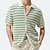 abordables jersey de punto tipo polo-Hombre Polo Camiseta de golf Calle Casual Diseño Manga Corta Moda Tiras verticales Botón frontal Verano Verde Polo