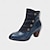cheap Women&#039;s Heels-Women&#039;s Boots Plus Size Handmade Shoes Daily Floral Embroidered Booties Ankle Boots Winter Buckle Zipper Kitten Heel Pointed Toe Vintage Casual Comfort Leather Zipper Wine Black Blue