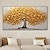 cheap Floral/Botanical Paintings-Hand Paint Abstract Big Gold Tree On Canvas Painting Large Original Flower Pcitures Living Room Wall Decor Knife Paintings No Frame