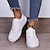 رخيصةأون سنيكرز نسائي-نسائي أحذية رياضية قياس كبير المكتب مناسب للبس اليومي لون سادة كعب مسطخ أمام الحذاء على شكل دائري كاجوال شيوع فرو ظبي دانتيل أسود أبيض أزرق