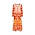 cheap Print Casual Dress-Floral Tassel Fringe V Neck Midi Dress